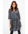 TERRE BLEUE  zwarte jurk met bloemenprint