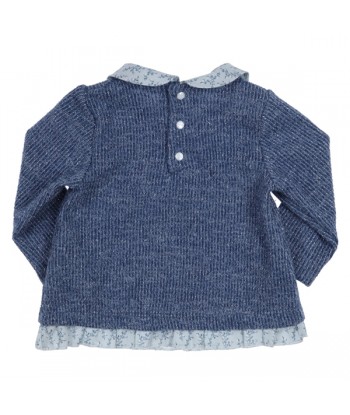 GYMP blauwe pullover met ribbelmotief