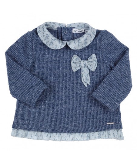 GYMP blauwe pullover met ribbelmotief