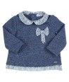 GYMP blauwe pullover met ribbelmotief