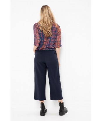TERRE BLEUE donkerblauwe geklede broek