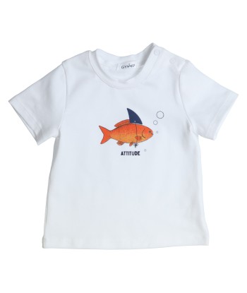 GYMP wit t-shirt met goudvis