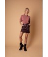 AC korte bordeaux rok in leder look