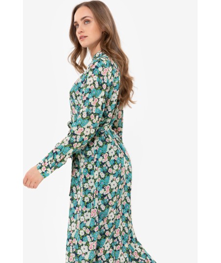 TERRE BLEUE midi jurk met bloemen