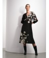 ATMOS zwarte jurk met beige print