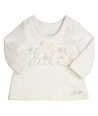 GYMP ecru t-shirt met vooraan frullen
