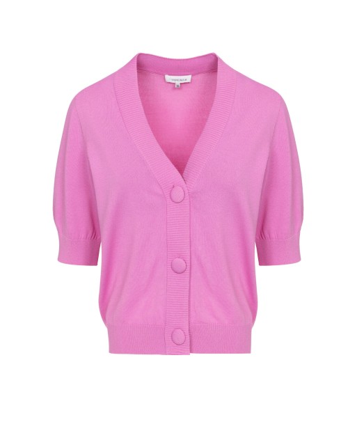 TERRE BLEUE roze cardigan met halve mouw