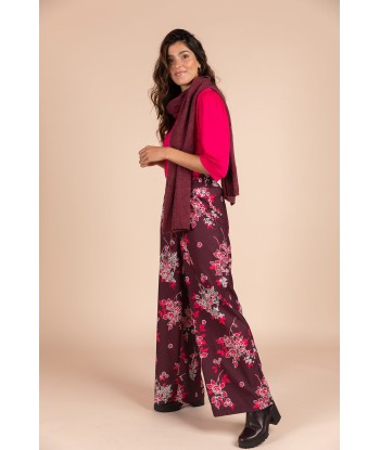 FOUR ROSES losse bordeaux broek met print
