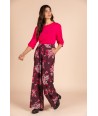 FOUR ROSES losse bordeaux broek met print