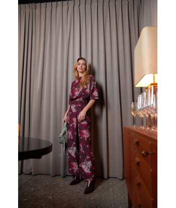 FOUR ROSES losse bordeaux broek met print