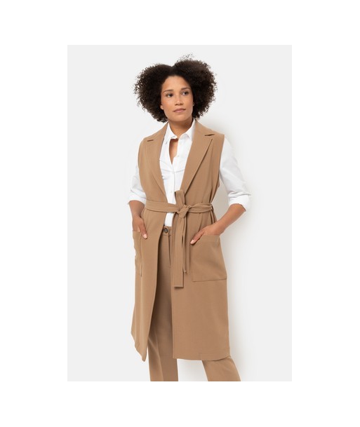 TERRE BLEUE camel mouwloze vest