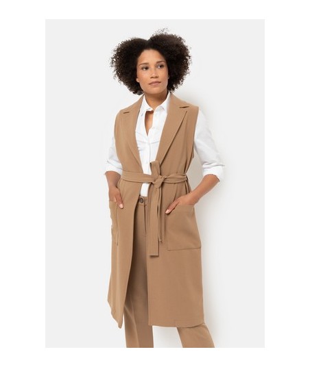 TERRE BLEUE camel mouwloze vest