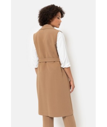 TERRE BLEUE camel mouwloze vest