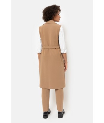 TERRE BLEUE camel mouwloze vest