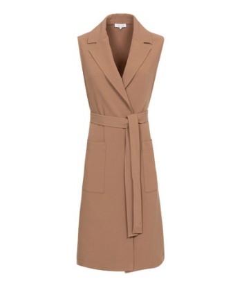 TERRE BLEUE camel mouwloze vest