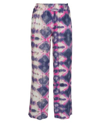 FOUR ROSES losse broek in tie-dye print met lila, roze en ecru