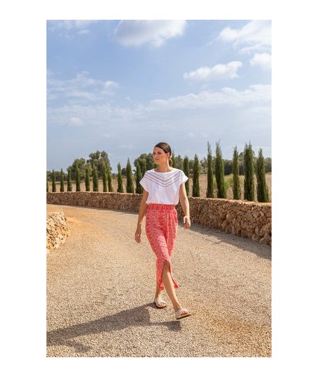 FOUR ROSES lange rok met fijne print