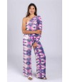 FOUR ROSES losse broek in tie-dye print met lila, roze en ecru