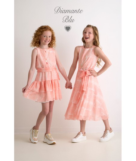 DIAMANTE BLU halflange jurk met oranje print