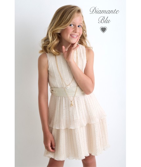 DIAMANTE BLU roze jurk met spikkeltjes