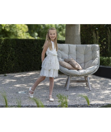 GYMP ecru jurk met gouden bloemen