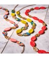 BIBA lange ketting met gouden en oranje stenen