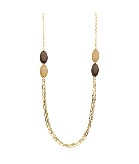 BIBA lange ketting met schakels en gekleurde stenen